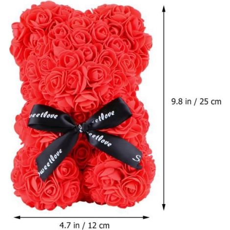 Ours En Peluche - Rose Artificielle En Mousse PE - Décoration Intérieure Éternelle - Cadeau Occasionnel - 1 Pièce (1/4)
