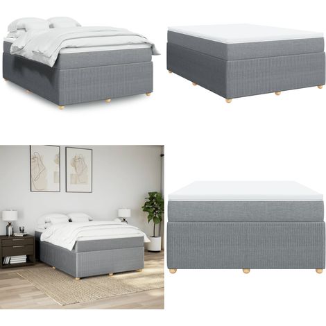 vidaXL Boxspringbett mit Matratze Hellgrau 160x200 cm Stoff (1/5)
