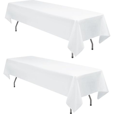 2er-Pack weiße Tischdecke 153x320cm Polyester für Haushalt & Events