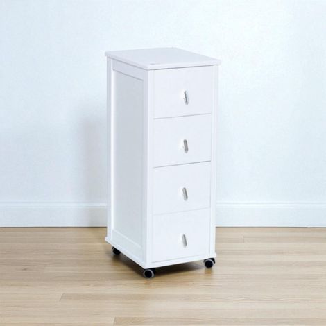 Carrello cassettiera POKERINO in legno a 4 cassetti BIANCO