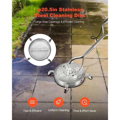 Nettoyeur de surface pour nettoyeur haute pression 520 mm, accessoire nettoyeur sol en acier inox sur roues, 310 bar max. connecteu… (1/5)