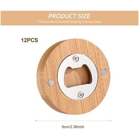 Décapsuleur en bois : 12 pièces ouvre-bouteille, décapsuleur en acier inoxydable bambou avec affaiblissement du champ, adsorbable, décapsuleur personnalisé, excellent cadeau pour les hommes (1/4)