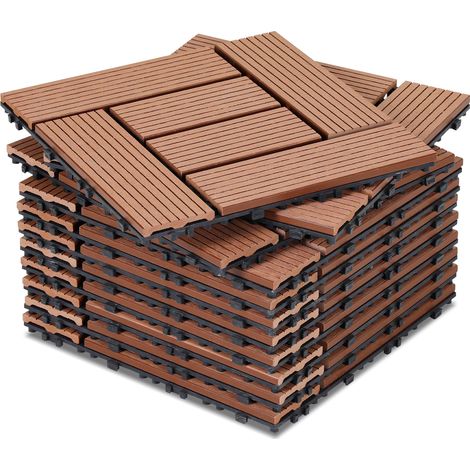 Jiubiaz 11 x piastrelle in legno WPC, 30 x 30 x 2,2 cm piastrelle per terrazza, piastrelle a clic, piastrelle per balcone resistenti alle intemperie (1/5)