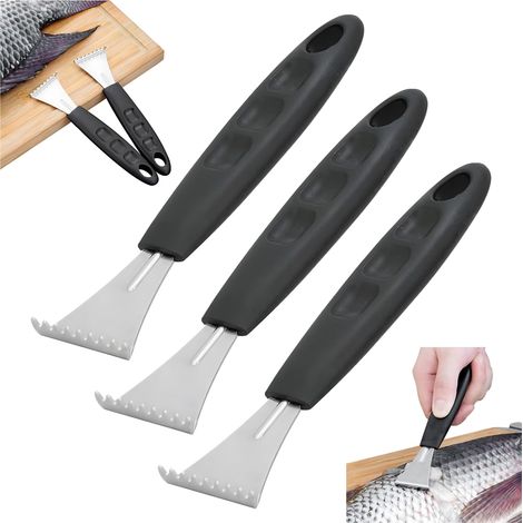 Fischschupper – Scharfer Fischschupper aus Edelstahl, Schuppenwerkzeug für Restaurantköche und Hobbyköche, Meeresfrüchte-Werkzeuge (3er-Set)