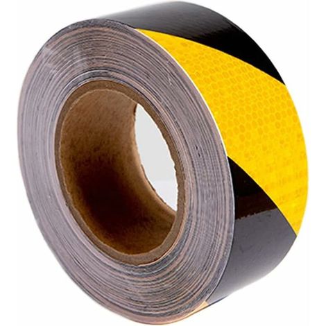 Ruban Reflechissant Scotch Jaune et Noir Bande Réfléchissante Autocollante Ruban de Signalisation Rubalise Autocollante Ruban Reflechissant Adhesif Ruban Avertisseur Réfléchissant（5cm25m）