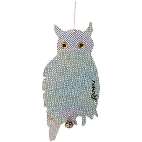 Rib Hibou effaroucheur x2 – Film réfléchissant holographique – Grelots en métal pour éloigner les oiseaux – Éloigne efficacement les nuisibles (1/4)
