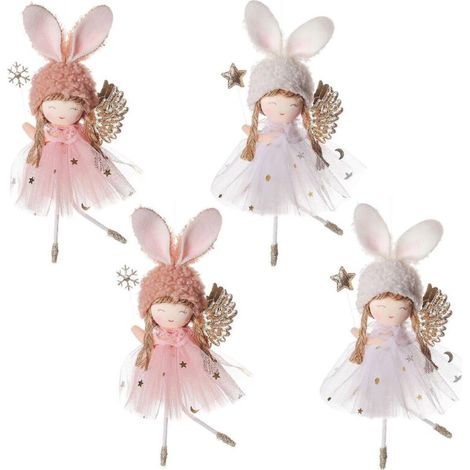 Ensemble de 4 jupes en tulle pour poupée, ange, à suspendre au sapin de Noël, cadeau fait main. (1/5)