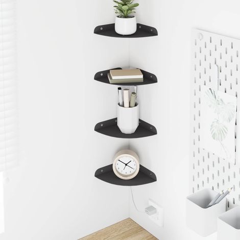 Estante flotante con estante 4 pcs Negro 15 x 15 x 2 cm