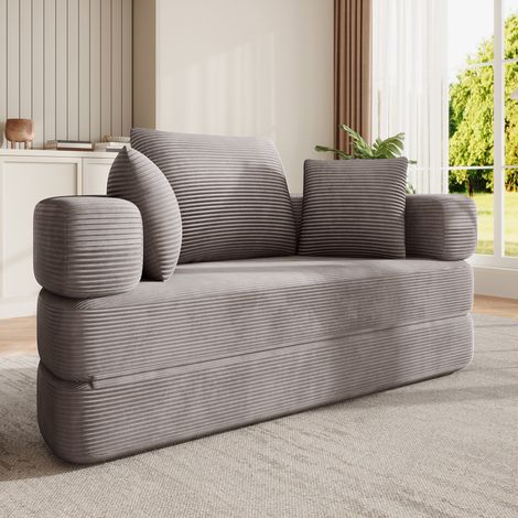Klappsofa 173x176 cm graubraun aus Schaumstoff 2-in-1 als Sofa und Gästebett (1/5)
