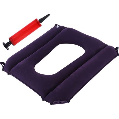 Quadratisches, aufblasbares Komfort-Luftkissen mit Pumpe (Schwarz) für Toilettensitz, Bürostuhl, Schulstuhl, Rollstuhl, zur Druckentlastung nach der Geburt (1/5)