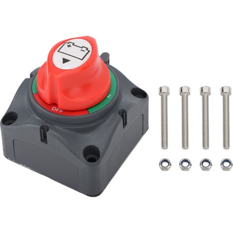 Ortviai Interrupteur de déconnexion batterie 300 A – 3 bornes M8, 4 positions, DC 12-48 V pour véhicules, camping-cars, bateaux (1/5)