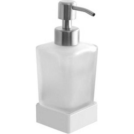 Dispenser di sapone da appoggio in acciaio inox bianco opaco e vetro opaco NUEVO-B kamalu