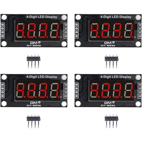 4 Sets Digitalröhren-Anzeigemodul LED 4-stellig 7-Segment 0,36 Zoll TM1637 Treiberchip Rot MRA110B