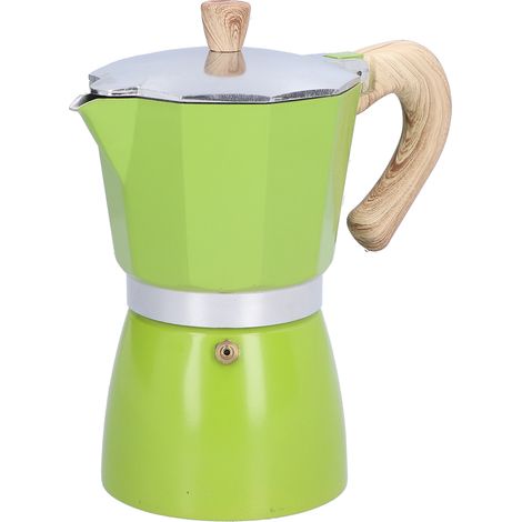 Cafetière Moka 300ml, cafetière italienne pour gaz, alcool, induction, vert, bouilloire à café pour cuisinière (1/5)