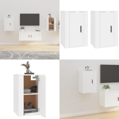 TV-Wandschränke 2 Stk. Weiß 40x34,5x60 cm - TV Schrank - Wandregal - Wohnzimmereinrichtung - Weißer TV Schrank - Regal Für Fernseher - Home & Living (1/5)