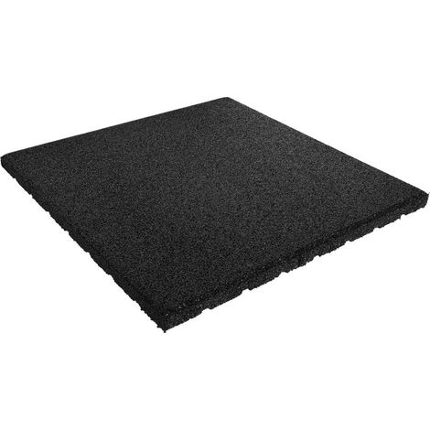 Baldosa de caucho de 25 mm - 50 x 50 cm - Negra - 2 piezas - 0,5 m² (1/2)