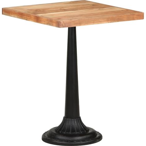 Tavolino laterale ausiliario da bistrot 60 x 60 x 76 cm in legno massello di acacia e ghisa DEC036528