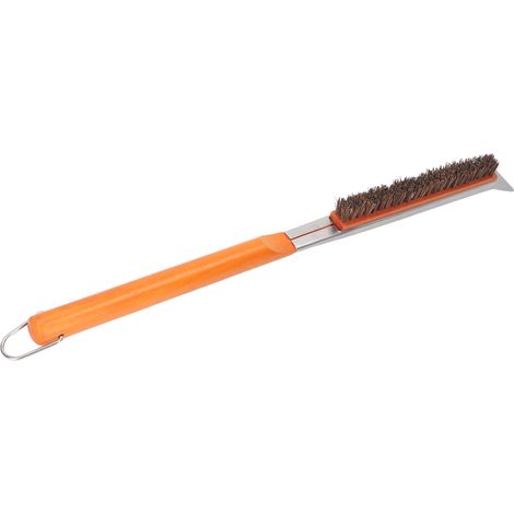 Brosse à pizza de 53 cm avec racleur, manche en bois, poils en fibre de coco, amovible et facile à nettoyer. Accessoire pour four à pizza en extérieur. (1/5)