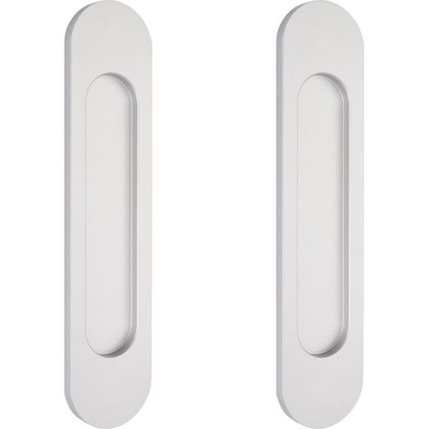 AMXCNOY 2 silberne ovale selbstklebende Schiebetürgriffe, 15 cm, flächenbündige Aluminium-Türgriffe für Schiebetüren, Fenster und Schränke, kein Bohren erforderlich (1/4)