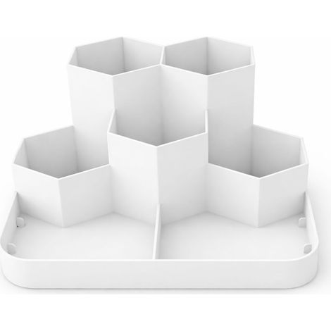 Organizzatore da scrivania bianco con 7 scomparti per accessori