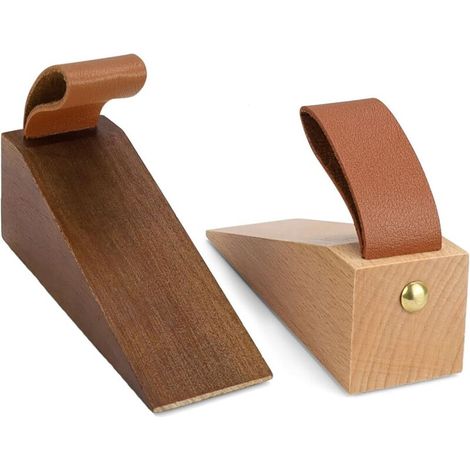 YMYNY 2 pièces butée de porte en bois de hêtre et de noyer noir, cale-porte avec patin en caoutchouc antidérapant, silencieux, antichoc pour portes avec un espace de 5 à 30 mm (1/5)
