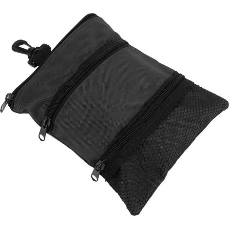 Pochette pour tees de golf, sac de golf portable, élégant sac à main multipoches pour tees de golf avec clip, pour hommes et femmes, noir (1/5)