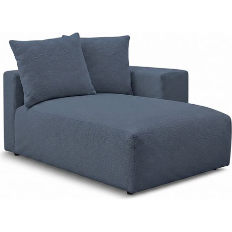 BOBOCHIC - Méridienne avec accoudoir pour canapé modulable VOLTAIRE tissu chiné Angle droit  Bleu foncé