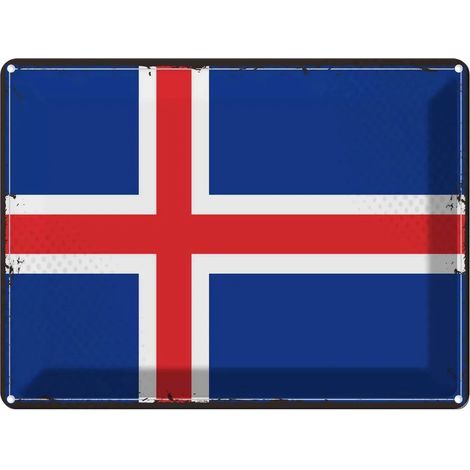 Plaque métallique 30x40 cm Îles Rétro Drapeau Islande Bannière Armoiries (1/5)