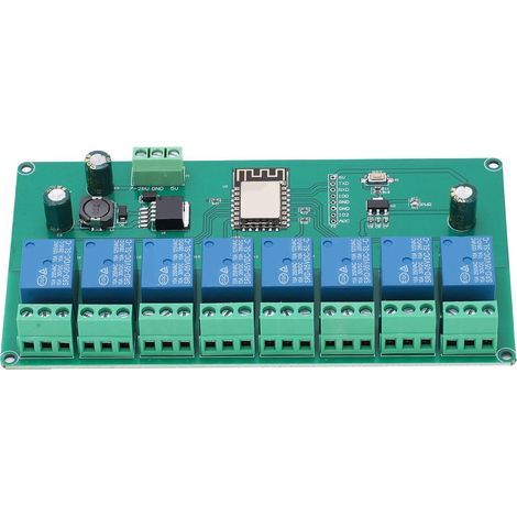 Relaismodul, WLAN, 8-Kanal, ESP8266-Entwicklungsboard für drahtlose Steuerung, DC 7–28 V / 5 V (1/5)