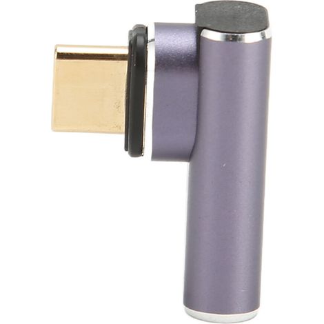 Adaptador USB-C en ángulo recto de 90 grados, conexión magnética, transferencia de datos de alta velocidad de 40 Gbps, carga de 140 W, salida de vídeo 8K, apto para portátiles y tabletas.