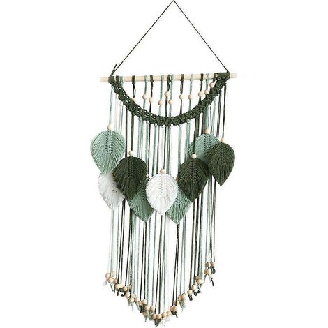 Corde de coton, macramés, pompons, tapisseries, tentures murales, perles de bois, tapisseries à motifs de feuilles (1/4)