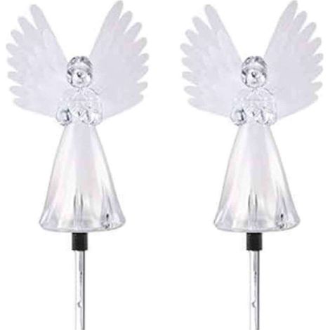 Bardusch-Lampes solaires d'extérieur Siubich, lot de 2 lampes décoratives solaires en forme d'ange, lampes solaires LED pour l'extérieur, lampes solaires à piquet pour cimetière, tombe, jardin, terras (1/5)