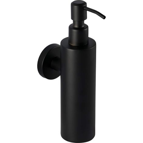 Distributore di sapone in acciaio inox nero - Distributore da bagno a parete (Acciaio inox (nero), rotondo) (1/4)