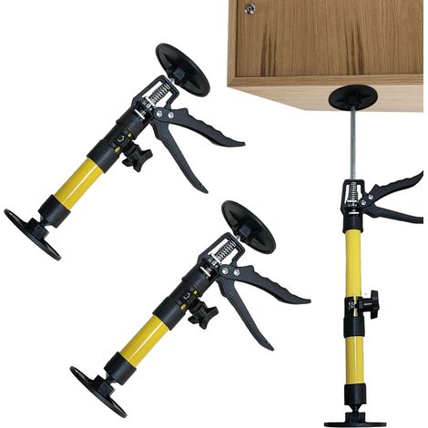 Etais Telescopique, 2 Pièces 31 à 59 cm Etai Telescopique Reglable, Support Montage Télescopiques, Capacité de Charge 40 kg, pour Atelier Maison Garage, Jaune (1/5)