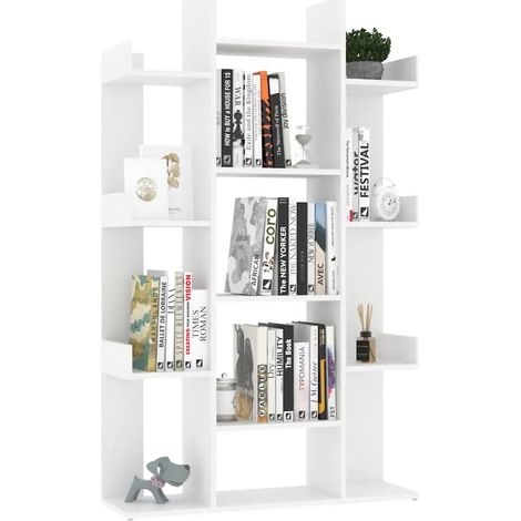 vidaXL Bücherregal Weiß 86x25,5x140 cm Spanplatte