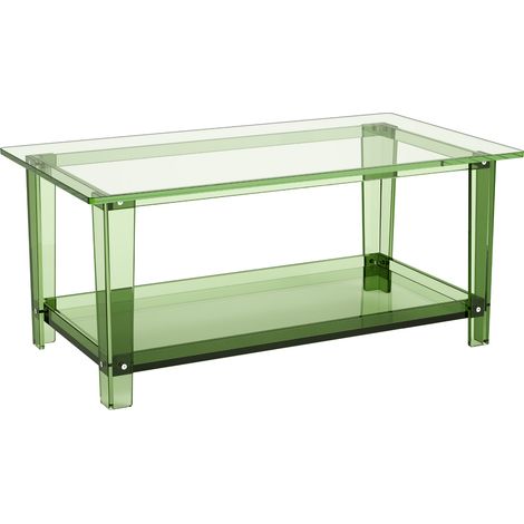 Mophorn Moderner Couchtisch aus Acryl, rechteckiger 2-stufiger Beistelltisch mit Ablagefläche, ideal für Esszimmer, Kücheninsel, Restaurant oder Büro, 50 x 80 x 40 cm (Grün)