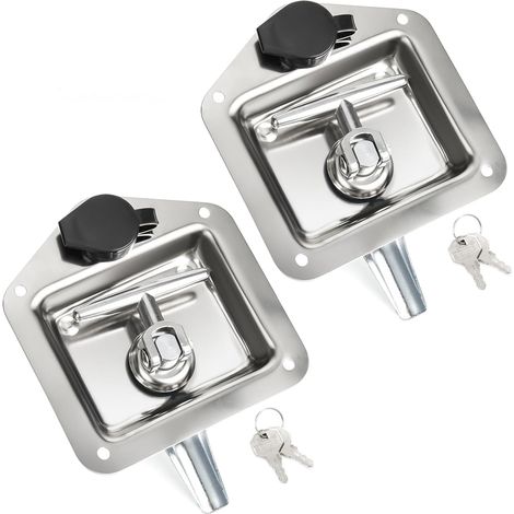 Serrure pour porte de camping-car, serrure de tiroir de camion, serrure à came avec poignée en T, en acier inoxydable, avec 2 clés, pour camping-car, camion, remorque, boîte à outils (1/5)