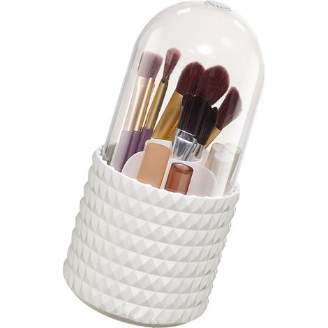 Coffret rangement pinceaux maquillage anti-poussière rotatif 360° grande capacité 5 compartiments boîte organisation beauté pour maison type quadrillé (1/5)
