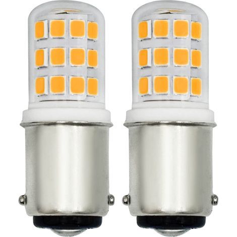 Lot de 2 petites ampoules LED 3 W B15 avec culot à baïonnette SBC - Double connexion - Remplacement pour 15 W-30 W BA15D AC230 V - Blanc chaud 3000 K - Lampe de chevet pour machine à coudre - [Classe (1/5)