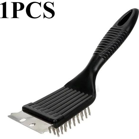 Brosse de nettoyage en laiton et acier inoxydable pour barbecue, avec poignée ergonomique. (1/4)