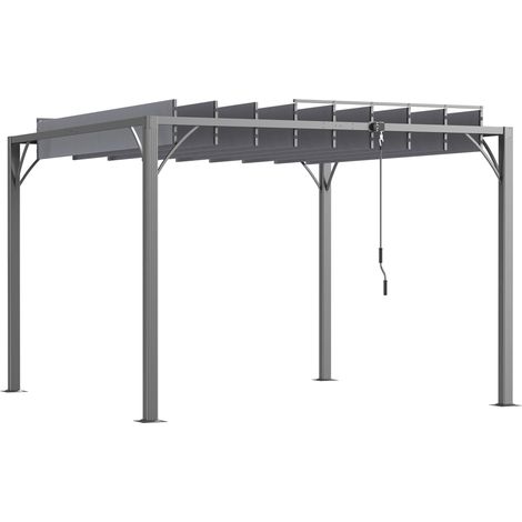 Outsunny pérgola 3x3 m cenador de jardín con diseño de lamas superior giratorio hasta 135° protección UV 50+ y marco de aluminio para patio terraza (1/5)