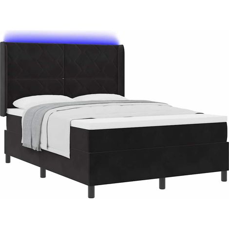 Maison Exclusive - Letto a molle con materasso con led Nero 140 x 200 cm Velluto