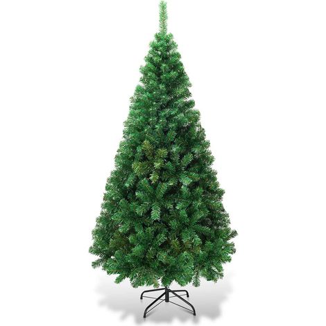 COSTWAY Árbol de Navidad Artificial 1,8M con Base Metálica Material PVC Hogar Abeto Verde (1/5)
