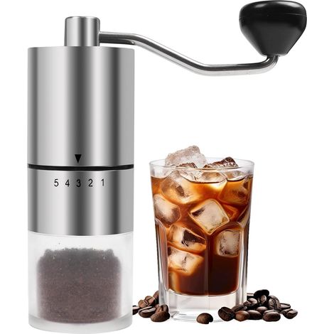 Manuelle Kaffeemühle mit Handkurbel und Keramikmahlwerk (5 Mahlgradeinstellungen). (1/5)