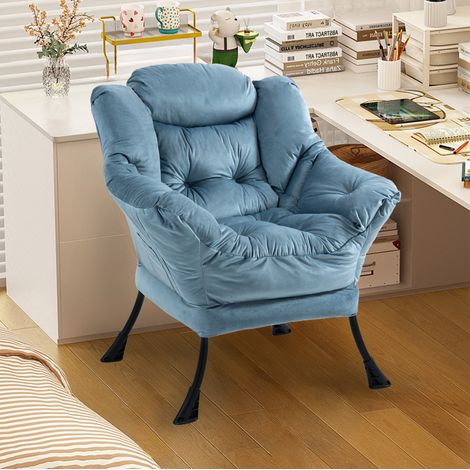 Sessel 80x90x95 cm hellblau aus Metall mit Seitenfach, hoher Kopfstütze und stabiler Anti-Rutsch-Basis (1/4)