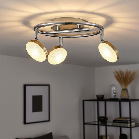 Plafoniera spot orientabile Rondell cromo lampada da soffitto alluminio, nichel opaco, 3x LED 5W 345Lm bianco caldo, DxH 25x16,5 cm