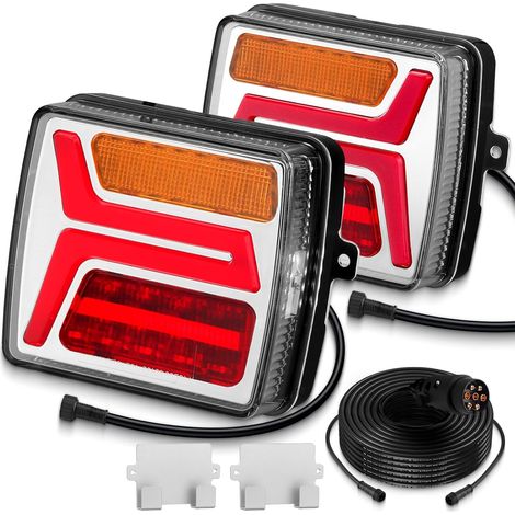 Kit de feux arrière à LED pour remorque, pied magnétique, feux arrière universels 12 V pour remorque avec câble de 10 m, étanches IP67 pour voitures, camions, caravanes, bateaux, fourgonnettes (1/5)