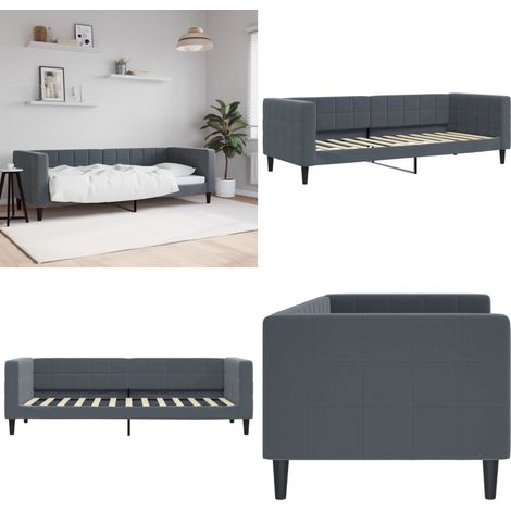 vidaXL Lit de repos gris foncé 80x200 cm velours (1/5)