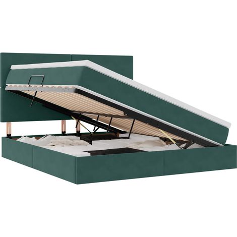 Maison Exclusive - Letto con contenitore e materasso Verde Scuro 160 x 200 cm