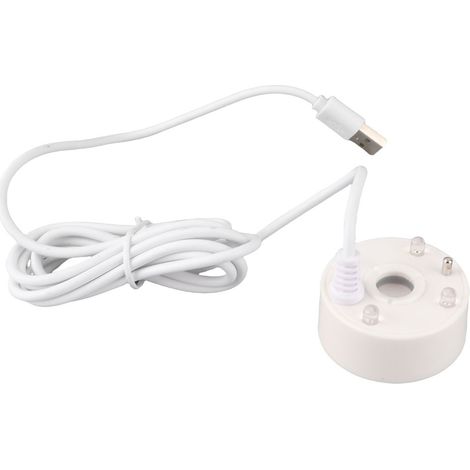 Atomizador USB con luces LED de colores, atomizador ultrasónico de fuente de 5 V, apto para estanques, jardines rocosos, acuarios y depósitos de agua - blanco. (1/5)